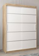 Armoire penderie à portes coulissantes Jan 03A | chêne Sonoma & blanc mat | 200 x 150 x 62 cm