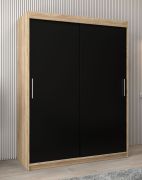 Armoire penderie portes coulissantes Bisaurin 3A | Chêne Sonoma/Wengé | 200 x 150 x 62 cm