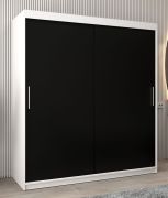 Armoire à portes coulissantes Bisaurin 4A | Blanc mat / Noir | 200 x 180 x 62 cm | Design moderne