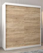 Armoire penderie avec portes coulissantes Bisaurin 4A | Blanc mat & Chêne de Sonoma | 200 x 180 x 62 cm