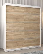 Armoire à portes coulissantes Jan 04A | Blanc mat & Chêne Sonoma | 200 x 180 x 62 cm