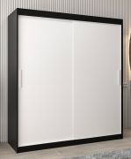 Armoire penderie à portes coulissantes Bisaurin 4A | Noir / Blanc mat | 200 x 180 x 62 cm