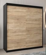 Armoire penderie portes coulissantes Bisaurin 4A | Noir & Chêne Sonoma | 200 x 180 x 62 cm | Rangement optimisé