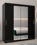 Armoire penderie portes coulissantes avec miroir | Noir | 200 x 180 x 62 cm | Design moderne et pratique