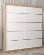 Penderie à portes coulissantes Jan 04A | Chêne Sonoma & Blanc mat | 200 x 180 x 62 cm