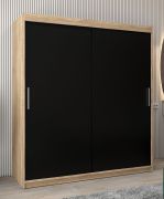Armoire à portes coulissantes Bisaurin 4A | Chêne Sonoma & Noir | 200 x 180 x 62 cm | Design moderne et robuste