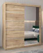 Armoire à portes coulissantes Jan 04B avec miroir | Chêne Sonoma | 200 x 180 x 62 cm | Design moderne