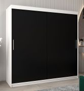 Armoire penderie à portes coulissantes Bisaurin 5A | Blanc mat & Noir | 200 x 200 x 62 cm