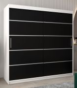Armoire à portes coulissantes Jan 05A | Blanc mat / Noir | 200 x 200 x 62 cm | Design moderne et gain de place