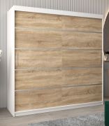 Armoire à portes coulissantes Jan 05A | 200 x 200 x 62 cm | Blanc mat & chêne Sonoma | Design moderne
