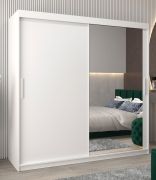 Armoire à portes coulissantes Bisaurin 5C avec miroir | Blanc mat | 200 x 200 x 62 cm | Design moderne