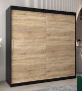 Armoire penderie à portes coulissantes Bisaurin 5A | Noir & chêne Sonoma | 200 x 200 x 62 cm | Rangement optimisé
