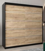 Armoire penderie portes coulissantes Jan 05A | Noir & Chêne Sonoma | 200 x 200 x 62 cm | Design moderne
