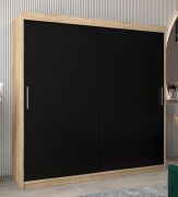 Armoire à portes coulissantes Bisaurin 5A | Chêne Sonoma & Noir | 200 x 200 x 62 cm