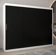 Armoire à portes coulissantes Bisaurin 6A | Blanc mat / Noir | 200 x 250 x 62 cm | Design moderne et stable