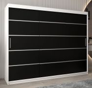 Armoire à portes coulissantes Jan 06A | Blanc mat / Noir | 200 x 250 x 62 cm | Rangement optimisé