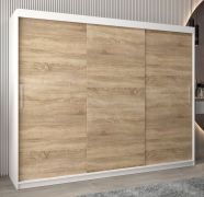 Armoire penderie à portes coulissantes Bisaurin 6A | Blanc mat & chêne Sonoma | 200 x 250 x 62 cm