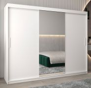 Armoire penderie à portes coulissantes Bisaurin 6B avec miroir | Blanc mat | 200 x 250 x 62 cm | Rangement spacieux