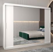 Armoire à portes coulissantes Bisaurin 6C avec miroir | Blanc mat | 200 x 250 x 62 cm