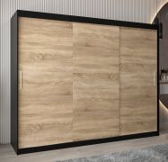 Armoire penderie 3 portes coulissantes Bisaurin 6A | Noir & Chêne de Sonoma | 200x250x62 cm | Moderne et robuste