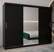 Armoire penderie Bisaurin 6B avec miroir | Portes coulissantes | Noir | 200 x 250 x 62 cm
