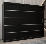 Armoire à portes coulissantes Jan 06A | Noir | 200 x 250 x 62 cm | Design moderne et grande capacité