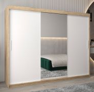 Grande armoire penderie avec portes coulissantes et miroir | Chêne de Sonoma & blanc mat | 200 x 250 x 62 cm