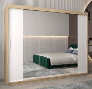 Armoire à portes coulissantes Bisaurin 6C avec miroir | chêne Sonoma / blanc mat | 200 x 250 x 62 cm