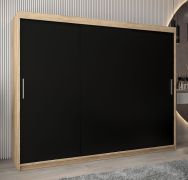 Armoire-penderie à portes coulissantes Bisaurin 6A | Chêne Sonoma & Noir | 200 x 250 x 62 cm | Rangement spacieux