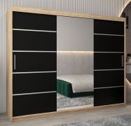 Armoire à portes coulissantes avec miroir Jan 06B | Chêne de Sonoma/Wengé | 200 x 250 x 62 cm
