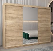 Armoire penderie portes coulissantes avec miroir | Chêne Sonoma | 200 x 250 x 62 cm | Bisaurin 6B