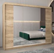 Armoire penderie avec portes coulissantes et miroir Bisaurin 6C | Chêne Sonoma | 200 x 250 x 62 cm | Rangement optimisé