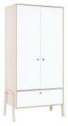 Armoire penderie à portes battantes Hildrid 04 | Acacia / Blanc | 203 x 100 x 60 cm | Rangement optimal