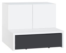 Commode chambre ado Marincho 06, 2 pièces | Blanc / Noir | 89 x 107 x 95 cm