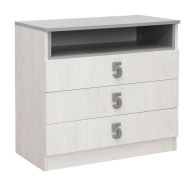 Commode enfant Luis 13 | Chêne blanc & gris | 75 x 80 x 52 cm | Rangement pratique