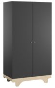 Armoire penderie Lillebror 03 | 2 portes | Gris &amp; Bouleau | 185 x 100 x 52 cm | Soft Close
