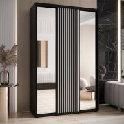 Armoire Mina portes miroir | Noir/Blanc | Moderne | Grand espace de rangement | 235,2 x 150 x 60 cm