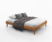 Lit double Engordany 11 | 160 x 200 cm | Hêtre massif laqué | Design épuré | Finition chêne rustique