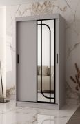 Armoire à portes coulissantes | Cachemire | 100 x 62 x 200 cm | 1 porte miroir | 2 tringles | armoire étroite | 5 compartiments | Poignées : noires