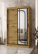 Armoire | 1 porte miroir | Couleur : chêne Artisan | 120 x 62 x 200 cm | 2 tringles | Système de glissières fiable | 5 compartiments | Détails modernes