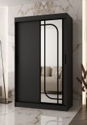 Armoire | 1 porte miroir | Noir mat | 120 x 62 x 200 cm | 2 tringles à vêtements | Système de glissières fiable | 5 compartiments | Détails modernes