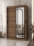 Armoire | 1 porte miroir | Couleur : noyer Warmia | 120 x 62 x 200 cm | 2 tringles à vêtements | Système de glissières fiable | 5 compartiments | Détails modernes