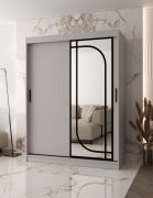 Armoire à portes coulissantes / Armoire à vêtements | Cachemire | 150 x 62 x 200 cm | 2 tringles | système de glissières fiable | 5 compartiments | miroir décoratif