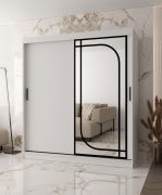 Armoire | 10 compartiments | 2 tringles à vêtements | Blanc mat | Armoire à portes coulissantes | 180 x 62 x 200 cm | 1 porte miroir | Système de glissières fiable