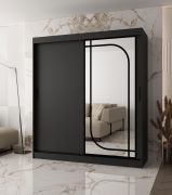 Penderie / 10 compartiments / 2 tringles / Noir mat / Armoire à portes coulissantes / 180 x 62 x 200 cm / 1 porte miroir / Système de glissières fiable