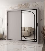 Armoire à portes coulissantes | Cachemire | miroir décoratif | 200 x 62 x 200 cm | 10 compartiments | 2 tringles à vêtements | Détails modernes | Armoire