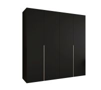 Armoire 4 portes Eiger 29 | Noir élégant | 2 tringles | Largeur 2 m | Soft-close | Poignées cachemire