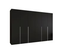 Armoire 6 portes Eiger 51 | Noir élégant | 4 tringles | 3 m de large | Soft-close | Poignées cachemire