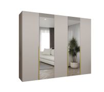 Armoire penderie Eiger 99 | 2 portes miroir | Cachemire | 2,5 m large | 3 tringles | Poignées or | Soft-Close