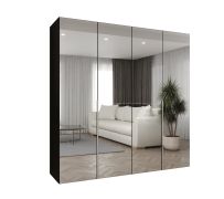 Armoire penderie Eiger 139 | Portes battantes soft-close | Noir & poignées cachemire | 2 mètres de large | 2 compartiments
